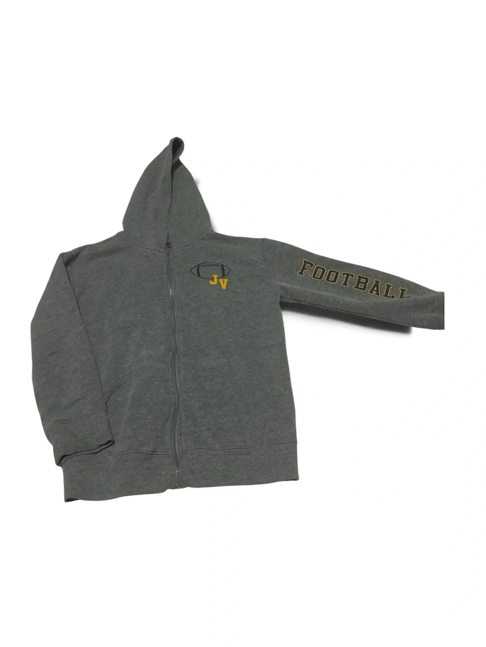 Gray Kids' Full-Zip Hoodie with Football Graphic